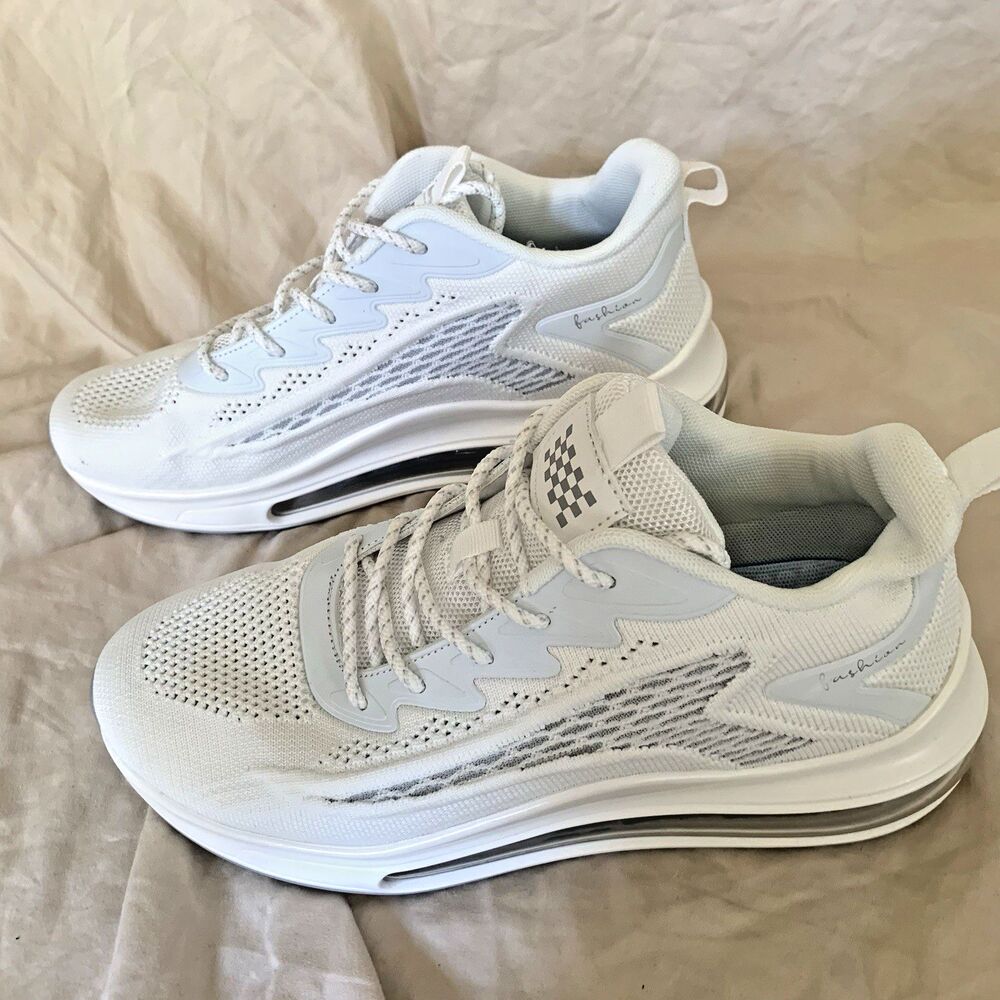 New White Platform Sneakers Women Fashion Chunky Sole Mesh Casual Shoes US 11